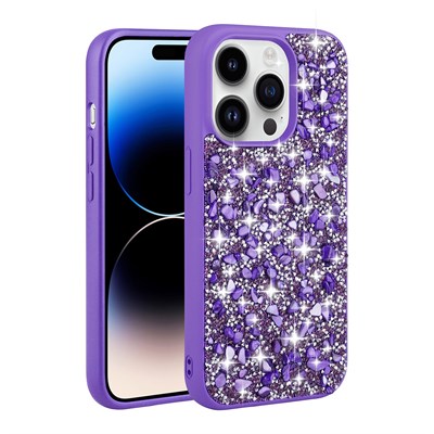 Apple iPhone 14 Pro Max Kılıf Parlak Taşlı Tasarım Zore Linea Kapak