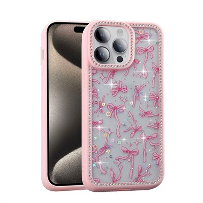 Apple iPhone 14 Pro Max Kılıf Taşlı ve Simli Tasarım Zore Azra Kapak
