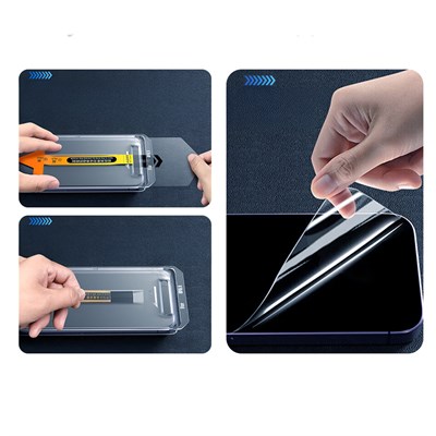Apple iPhone 14 Zore 2.5D Oliv Privacy Temperli Cam Ekran Koruyucu + Kolay Uygulama Aparatı