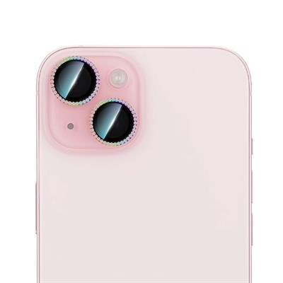 Apple iPhone 15 CaseWorld Alloy Sparkling Diamond Serisi Taşlı Lens Koruyucu