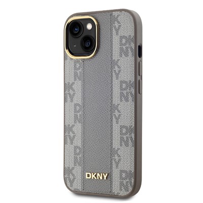 Apple iPhone 15 Kılıf DKNY Orjinal Lisanslı 3D Yazılı Checkered Pattern Kapak