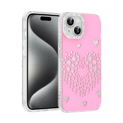 Apple iPhone 15 Kılıf Damla Taşlı Zore Rivas Sert PC Kapak