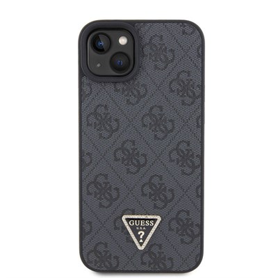 Apple iPhone 15 Kılıf Guess Orjinal Lisanslı PU Deri Askılı Taşlı Üçgen Logo 4G Desenli Strass Crossbody Kapak