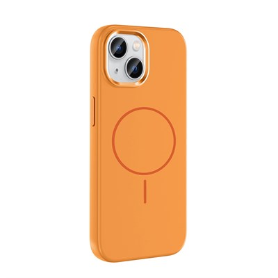 Apple iPhone 15 Kılıf M-Safe Şarj Özellikli Metal Kamera Çerçeveli Zore Edi Silikon Kapak