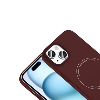 Apple iPhone 15 Kılıf M-Safe Şarj Özellikli Kamera Korumalı Zore Elio Sert PC Kapak