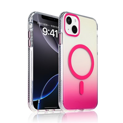 Apple iPhone 15 Kılıf M-safe Şarj Özellikli Transparan Renk Geçişli Zore Toros Kapak