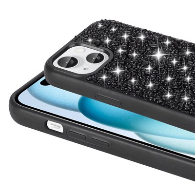 Apple iPhone 15 Kılıf Parlak Taşlı Tasarım Zore Linea Kapak