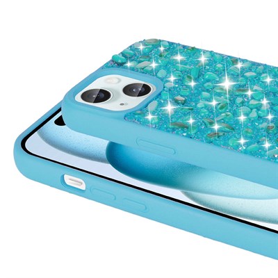 Apple iPhone 15 Kılıf Parlak Taşlı Tasarım Zore Linea Kapak
