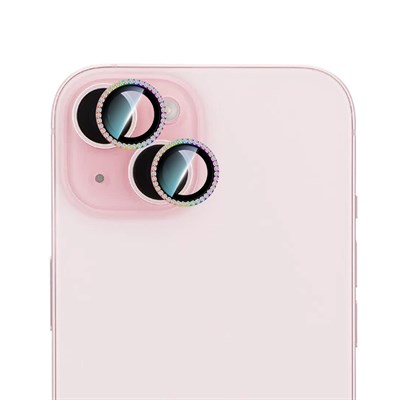 Apple iPhone 15 Plus CaseWorld Alloy Sparkling Diamond Serisi Taşlı Lens Koruyucu