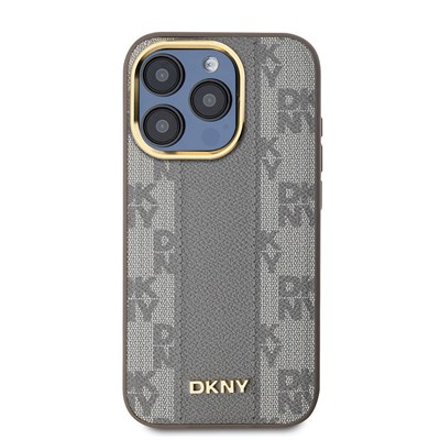 Apple iPhone 15 Pro Kılıf DKNY Orjinal Lisanslı 3D Yazılı Checkered Pattern Kapak