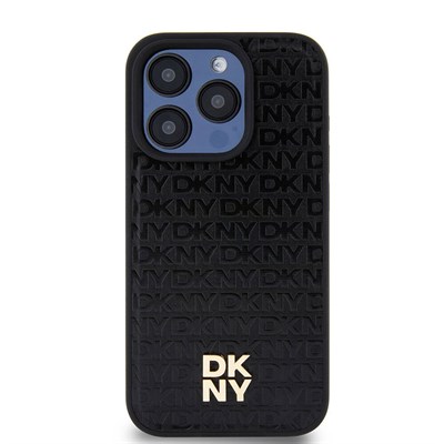 Apple iPhone 15 Pro Kılıf DKNY Orjinal Lisanslı 3D Yazılı Repeat Pattern Kapak