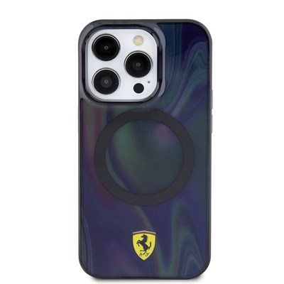 Apple iPhone 15 Pro Kılıf Ferrari Orjinal Lisanslı Magsafe Şarj Özellikli Transparan Renk Geçişli Iridescent Kapak