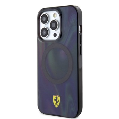 Apple iPhone 15 Pro Kılıf Ferrari Orjinal Lisanslı Magsafe Şarj Özellikli Transparan Renk Geçişli Iridescent Kapak
