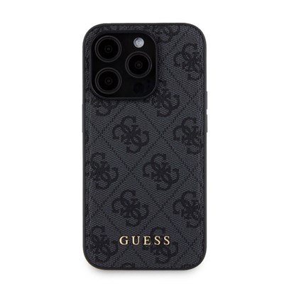 Apple iPhone 15 Pro Kılıf Guess Orjinal Lisanslı Magsafe Şarj Özellikli Yazı Logolu 4G Desenli Kapak + Powerbank 5000mAh 2in1 Set