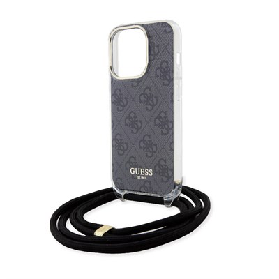 Apple iPhone 15 Pro Kılıf Guess Orjinal Lisanslı Çapraz Kordon 4G Desenli Kapak