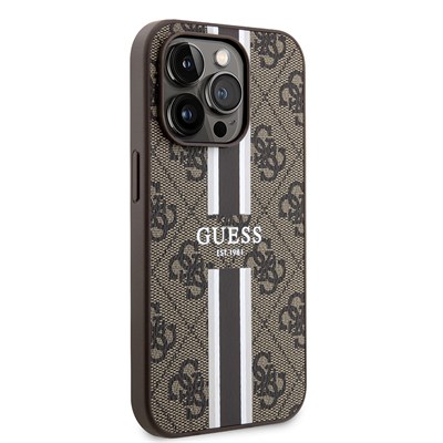 Apple iPhone 15 Pro Kılıf Guess Orjinal Lisanslı Magsafe Şarj Özellikli 4G Şerit Tasarımlı Printed Kapak
