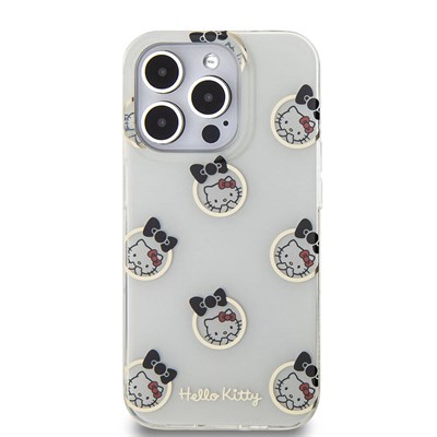 Apple iPhone 15 Pro Kılıf Hello Kitty Orjinal Lisanslı Elektroplating Kaplama Kabarcık Baskılı Kapak