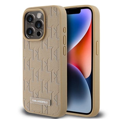 Apple iPhone 15 Pro Kılıf Karl Lagerfeld Orjinal Lisanslı Magsafe Şarj Özellikli KL Yazılı Hot Stamp Kapak