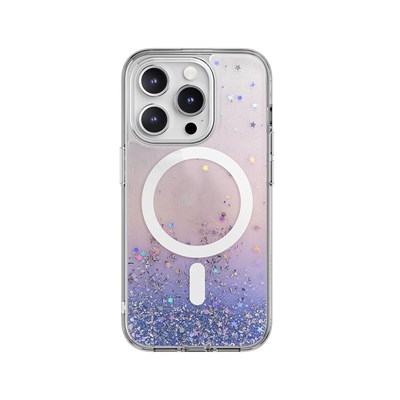 Apple iPhone 15 Pro Magsafe Şarj Özellikli Parlayan Simli Şeffaf Switcheasy Starfield-M Kapak