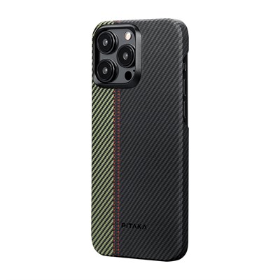Apple iPhone 15 Pro Kılıf Magsafe Şarj Özellikli 600D Aramid Fiber Pitaka Tactile Woven Orchestra Serisi Overture Kapak