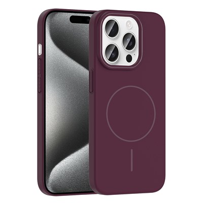 Apple iPhone 15 Pro Kılıf Magsafe Şarj Özellikli Zore Ruby Silikon Kapak