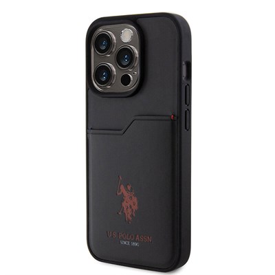 Apple iPhone 15 Pro Kılıf U.S. Polo Assn. Orjinal Lisanslı Baskı Logolu PU Kartlıklı Kapak