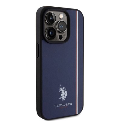 Apple iPhone 15 Pro Kılıf U.S. Polo Assn. Orjinal Lisanslı Üç Renk Şerit Tasarımlı Baskı Logolu Kapak