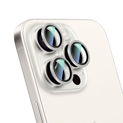 Apple iPhone 15 Pro Max CaseWorld Alloy Sparkling Diamond Serisi Taşlı Lens Koruyucu