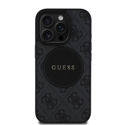 Apple iPhone 15 Pro Max Kılıf Guess Orjinal Lisanslı Magsafe Şarj Özellikli Yazı Logolu Circle Classic Kapak