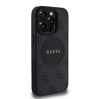 Apple iPhone 15 Pro Max Kılıf Guess Orjinal Lisanslı Magsafe Şarj Özellikli Yazı Logolu Circle Classic Kapak