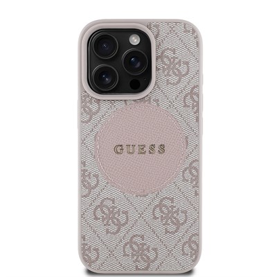 Apple iPhone 15 Pro Max Kılıf Guess Orjinal Lisanslı Magsafe Şarj Özellikli Yazı Logolu Circle Classic Kapak
