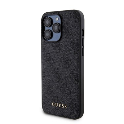 Apple iPhone 15 Pro Max Kılıf Guess Orjinal Lisanslı Magsafe Şarj Özellikli Yazı Logolu 4G Desenli Kapak + Powerbank 5000mAh 2in1 Set