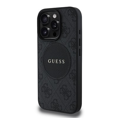 Apple iPhone 15 Pro Max Kılıf Guess Orjinal Lisanslı Magsafe Şarj Özellikli Yazı Logolu Circle Classic Kapak