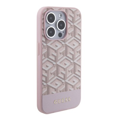 Apple iPhone 15 Pro Max Kılıf Guess Orjinal Lisanslı Magsafe Şarj Özellikli Yazı Logolu GCube Desenli Kapak