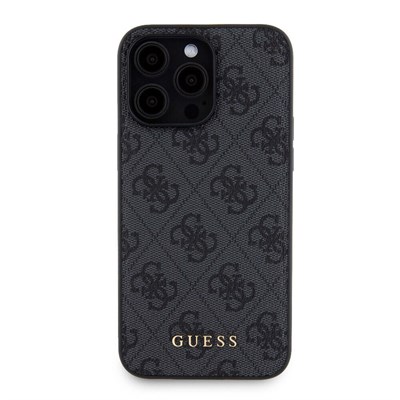 Apple iPhone 15 Pro Max Kılıf Guess Orjinal Lisanslı Magsafe Şarj Özellikli Yazı Logolu 4G Desenli Kapak + Powerbank 5000mAh 2in1 Set