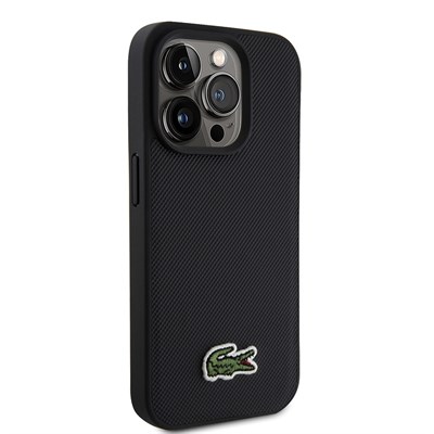 Apple iPhone 15 Pro Max Kılıf Lacoste Orjinal Lisanslı PU Pike Desenli Arka Yüzey İkonik Timsah Dokuma Logolu Kapak + Type-C Kablo 1.5m