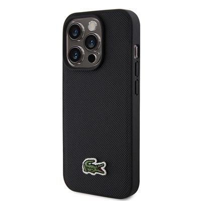 Apple iPhone 15 Pro Max Kılıf Lacoste Orjinal Lisanslı PU Pike Desenli Arka Yüzey İkonik Timsah Dokuma Logolu Kapak + Type-C Kablo 1.5m