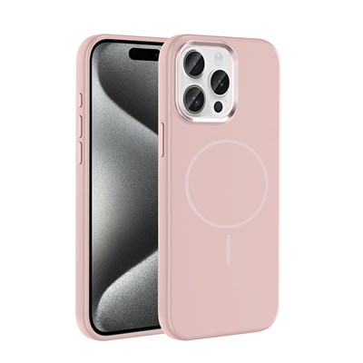Apple iPhone 15 Pro Max Kılıf M-Safe Şarj Özellikli Metal Kamera Çerçeveli Zore Edi Silikon Kapak