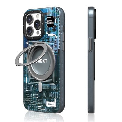 Apple iPhone 15 Pro Max Kılıf Magsafe Şarj Özellikli Youngkit 360° Standlı Technology Serisi Kapak