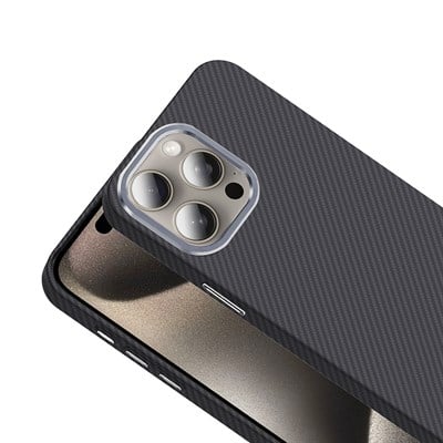 Apple iPhone 15 Pro Max Kılıf Magsafe Şarj Özellikli Karbon Fiber Görünümlü Zore Gros Kapak