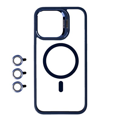 Apple iPhone 15 Pro Max Kılıf Magsafe Wireless Şarj Özellikli Standlı Zore Magsafe Klon Lensli Kapak