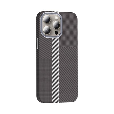 Apple iPhone 15 Pro Max Kılıf Magsafe Şarj Özellikli Karbon Fiber Görünümlü Zore Gros Kapak