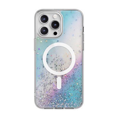 Apple iPhone 15 Pro Max Magsafe Şarj Özellikli Parlayan Simli Şeffaf Switcheasy Starfield-M Kapak
