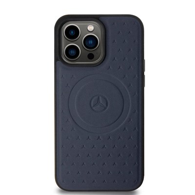 Apple iPhone 15 Pro Max Kılıf Mercedes Benz Orjinal Lisanslı Magsafe Şarj Özellikli Mühürlü Yıldız Desenli ve Logolu Deri Kapak