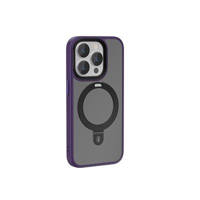 Apple iPhone 15 Pro Max Kılıf Wiwu ZMM-010 Magsafe Şarj Özellikli Mat Arka Yüzey Standlı Kapak