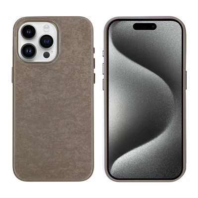 Apple iPhone 15 Pro Max Kılıf Zore PU Suni Deri Mimoza Kapak