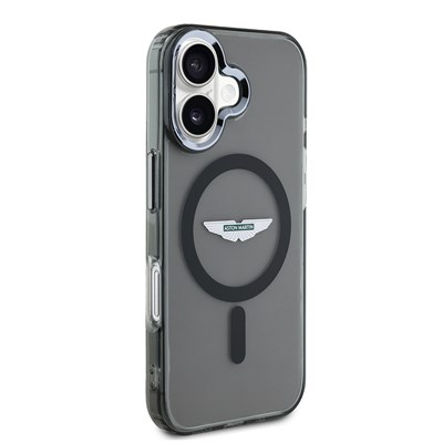 Apple iPhone 16 Kılıf Aston Martin Orjinal Lisanslı Magsafe Şarj Özellikli IML Baskı Logolu Buzlu Kapak