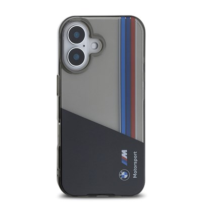 Apple iPhone 16 Kılıf BMW Orjinal Lisanslı Yarı Transparan M Dizayn Çizgili Kapak
