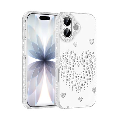 Apple iPhone 16 Kılıf Damla Taşlı Zore Rivas Sert PC Kapak