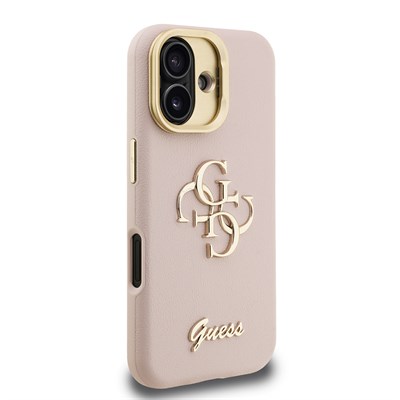 Apple iPhone 16 Kılıf Guess Orjinal Lisanslı Grained Yazı Logolu Kamera Standlı Kapak
